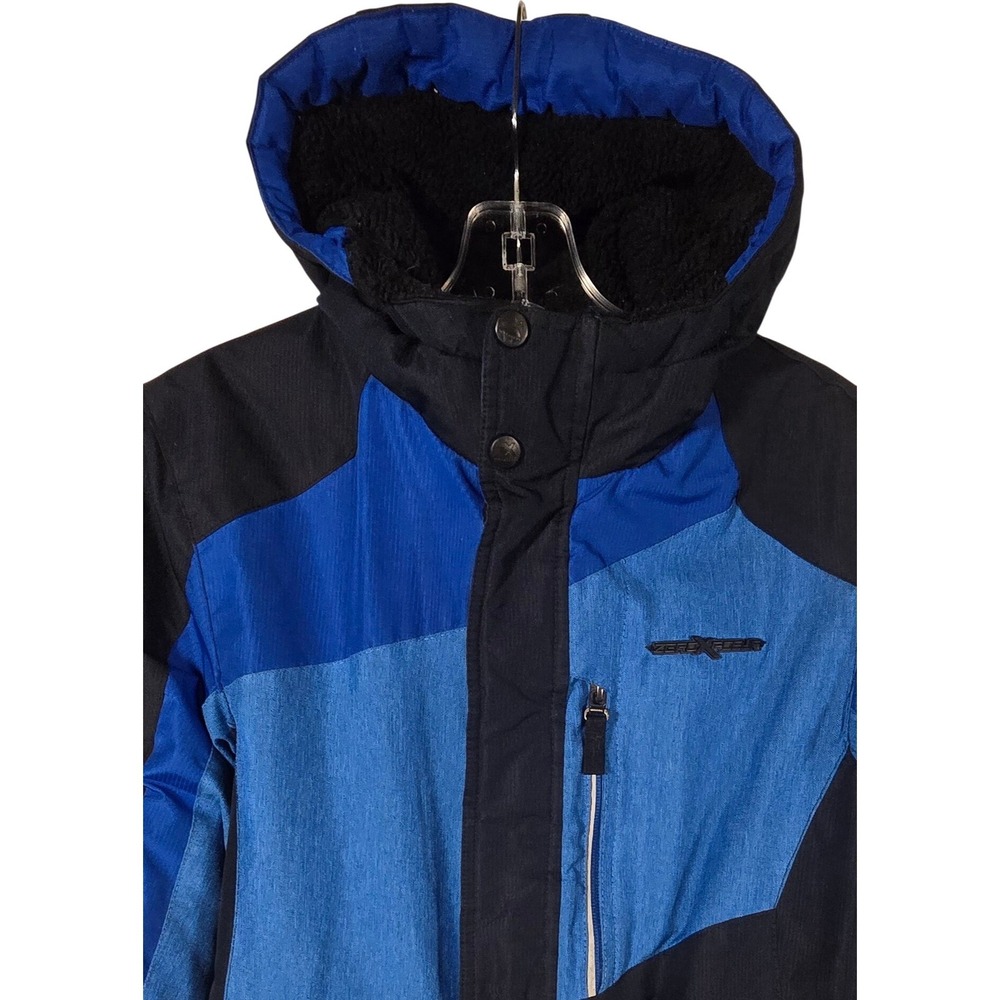 Zero Exposure Youth Ski Snowboard Jacket‎ Blue Black Hooded Winter Size 18/20